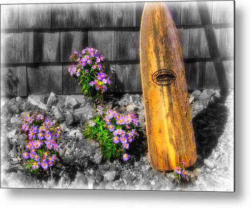 By A Seaside Shed Metal Print featuring the photograph By a Seaside Shed by Carolyn Derstine