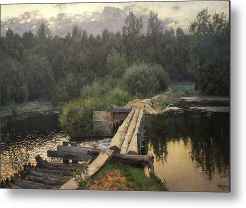 Isaac Levitan Metal Print featuring the painting By the Whirlpool by Isaac Levitan
