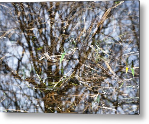 Landscape Water Reflection Metal Print featuring the photograph Calver Weir reflection by Jerry Daniel