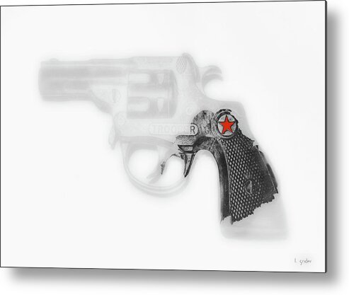 Trooper Metal Print featuring the photograph Capgun Artifact Monocrhome Print With Red Star Splash by Tony Grider