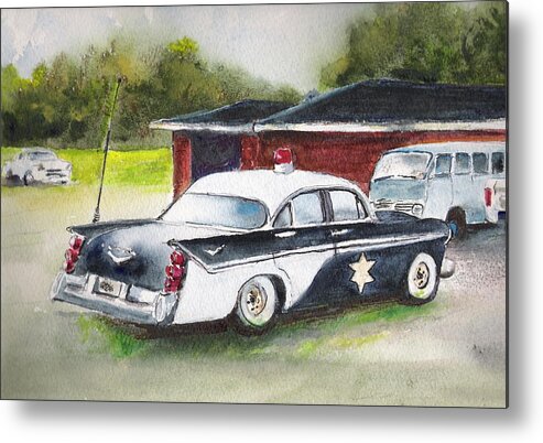 Old Car Metal Print featuring the painting Car 54 Where Are You ? by Bobby Walters