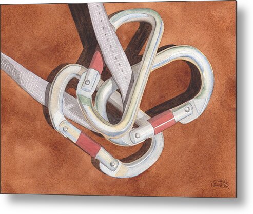 Carabiner Metal Print featuring the painting Carabiners by Ken Powers