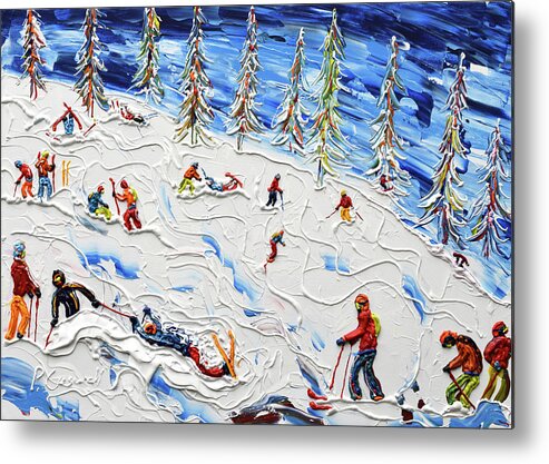 Skiers Metal Print featuring the painting Ski Print Carnage by Pete Caswell