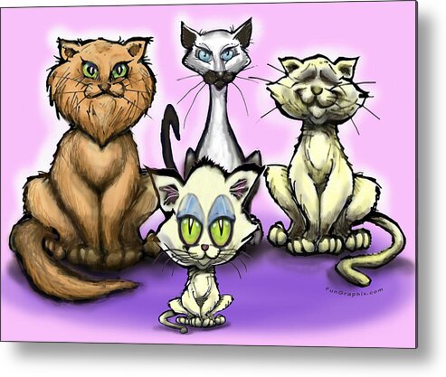 Cat Metal Print featuring the painting Cats by Kevin Middleton