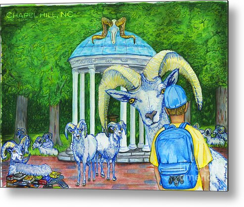 Chapel Hill Metal Print featuring the drawing Chapel Hill NC The Freshman by Laura Brightwood