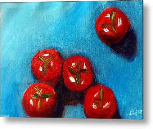 Cherry Tomato Metal Print featuring the painting Cherry Tomatoes by Katy Hawk