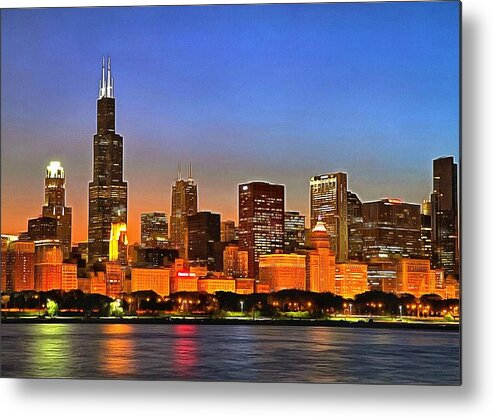 Chicago Metal Print featuring the digital art Chicago Dusk by Charmaine Zoe