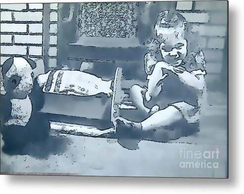 1940s. Child Metal Print featuring the photograph Childhood Memories by Linda Phelps
