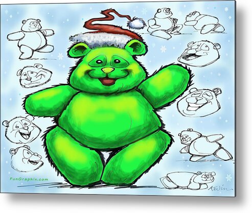 Christmas Metal Print featuring the greeting card Christmas Bear by Kevin Middleton