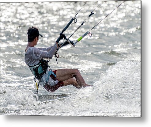 Hong Kong Metal Print featuring the photograph Close-up of male kite surfer in cap by Ndp 