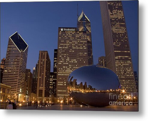Cloud Gate Metal Print featuring the photograph Cloud Gate at Night by Timothy Johnson