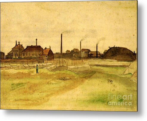 Vincent Van Gogh Paintigns Metal Print featuring the painting Coalmine in the Borinage by MotionAge Designs