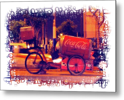Miraflores Metal Print featuring the photograph Coca Cola Tricycle Bin - Lima by Mary Machare