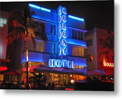 Colony Hotel Metal Print featuring the photograph Colony Hotel on Ocean Drive by Frank Mari