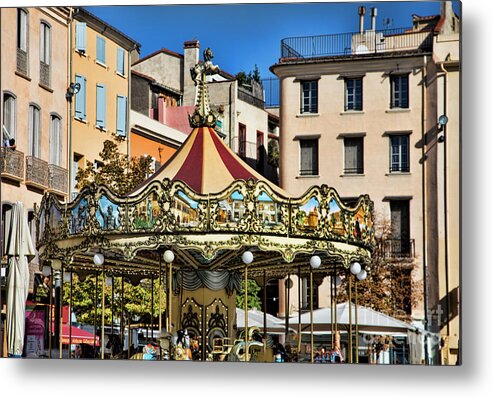 France Metal Print featuring the photograph Color Carousal Perpignan France by Chuck Kuhn