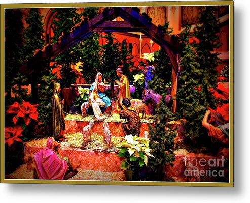 Christmas Metal Print featuring the photograph Color Vibe Nativity - Border by Frank J Casella