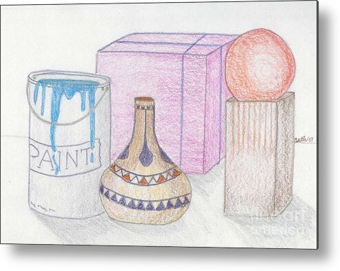 Shapes Metal Print featuring the mixed media Containers by Ruth Dailey