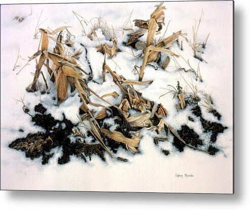 Corn Metal Print featuring the painting Corn-Patch in Winter by Conrad Mieschke