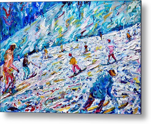 Skiing Metal Print featuring the painting Coupe Du Monde Val D'Isere by Pete Caswell