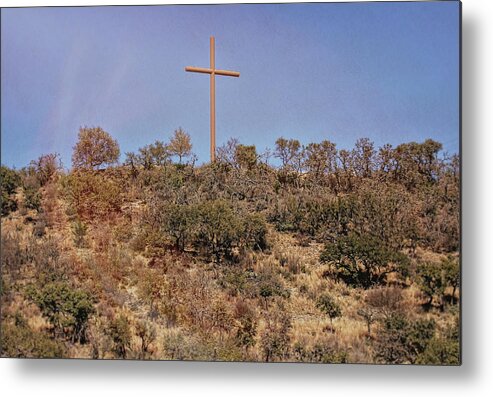 Comfort Metal Print featuring the photograph Cross in Texas Hill Country by Judy Vincent