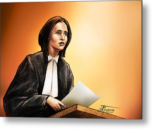 Crown Metal Print featuring the painting Crown Stephanie Venne reads Daryn's statement at the Rafferty's sentencing by Alex Tavshunsky