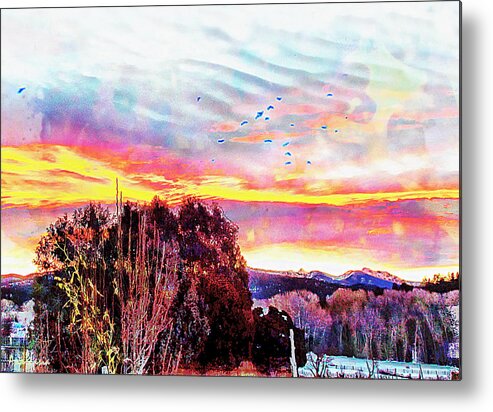 Clouds Metal Print featuring the photograph Crows Over Pre Dawn El Valle by Anastasia Savage Ealy