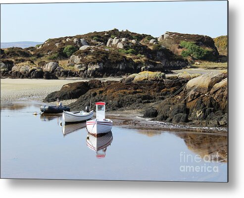 Small Boats Reflection Metal Print featuring the photograph Cruit Island Beach Donegal Ireland by Eddie Barron