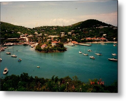 Caribbean Metal Print featuring the photograph Cruz bay harbor 94' by Robert Nickologianis