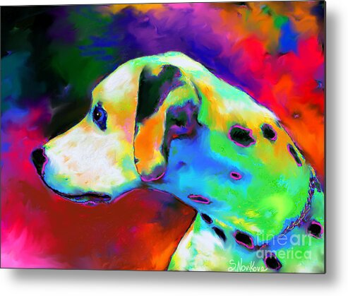 Dalmatian Dog Metal Print featuring the painting Dalmatian Dog Portrait by Svetlana Novikova