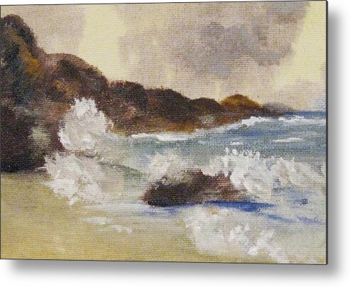 Waves Metal Print featuring the painting Dashing waves by Trilby Cole