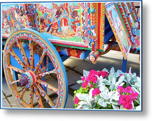 Cart Metal Print featuring the photograph Decorated Donkey Cart by A Macarthur Gurmankin