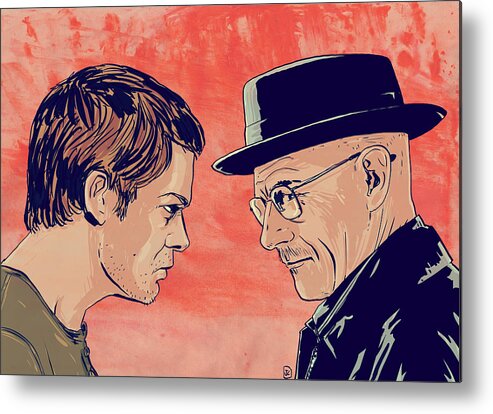 Dexter Morgan Metal Print featuring the drawing Dexter and Walter by Giuseppe Cristiano