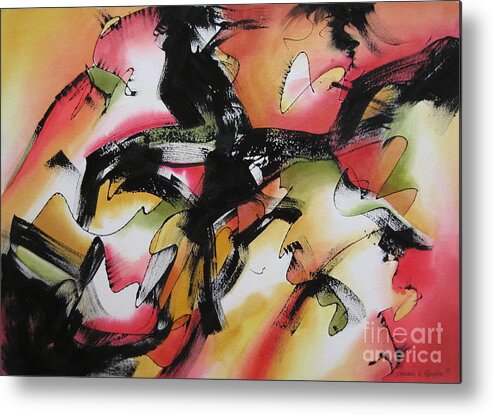 Abstract Contemporary Metal Print featuring the painting Discovery by Deborah Ronglien
