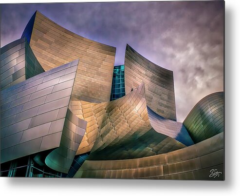 Disney Concert Hall Metal Print featuring the photograph Disney Concert Hall At Dusk by Endre Balogh