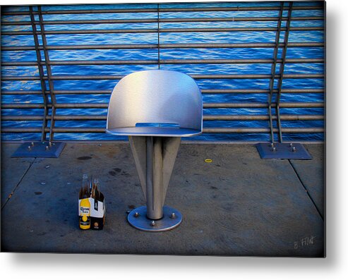 Bonnie Follett Metal Print featuring the photograph Dock of the Bay with Corona by Bonnie Follett