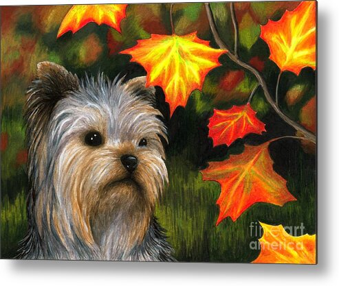 Dog Metal Print featuring the painting Dog 78 Yorkshire by Lucie Dumas