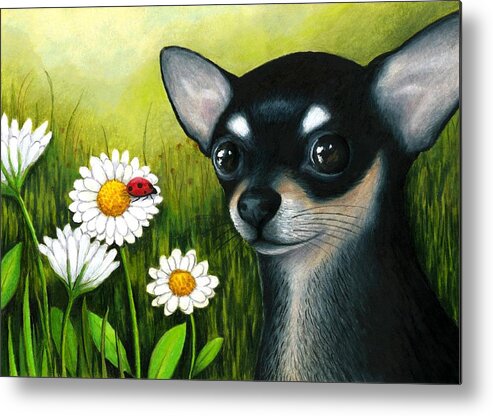 Dog Metal Print featuring the painting Dog 79 Chihuahua by Lucie Dumas