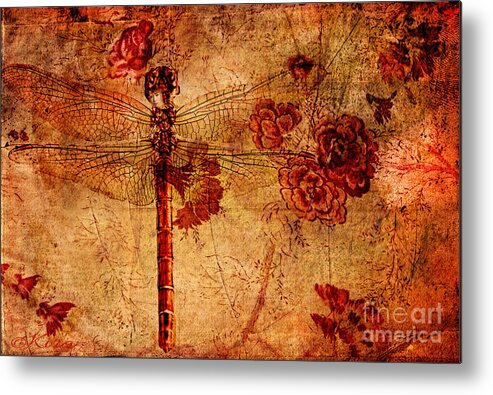 Dragonfly Metal Print featuring the photograph Dragonfly - Geisha style by Kira Bodensted