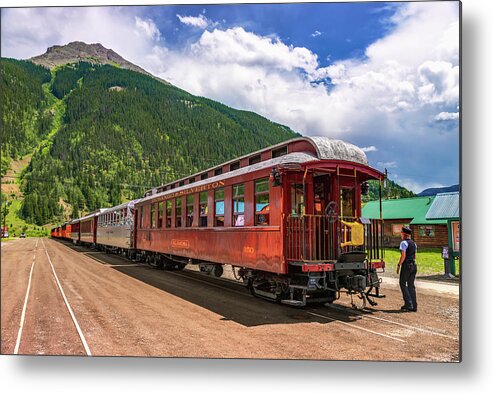 America Metal Print featuring the photograph Durango and Silverton Narrow Gauge Railroad and Mountain Landscape by Gregory Ballos