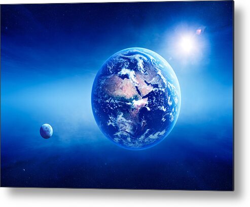 Earth Metal Print featuring the photograph Earth sunrise deep space by Johan Swanepoel