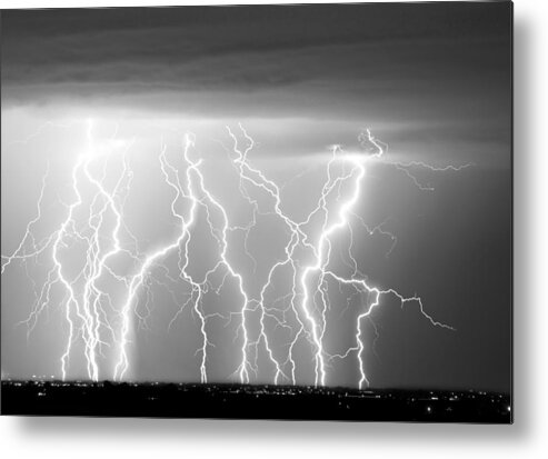 City Metal Print featuring the photograph Electric Skies in Black and White by James BO Insogna