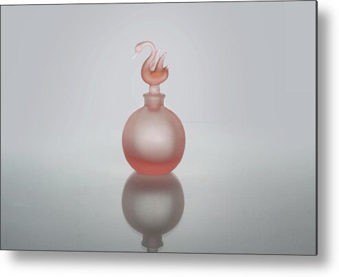 Bird Metal Print featuring the photograph Elegant Frosted Pink Vintage Perfume Bottle by David and Carol Kelly