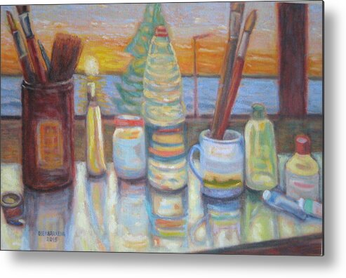 Still Life Metal Print featuring the painting End of Summer by Enrique Ojembarrena