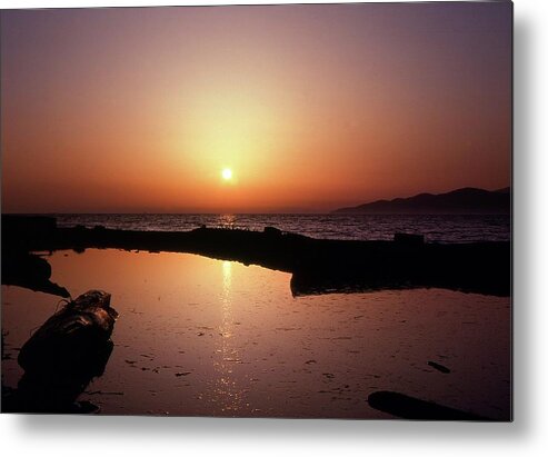Abstract Metal Print featuring the photograph English Bay Sunset by Lyle Crump