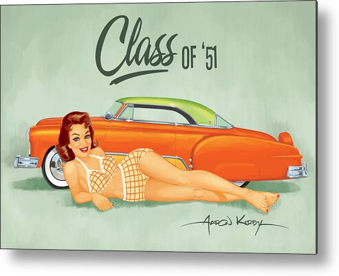 Aaron Kirby Metal Print featuring the painting Ernst Chevy pin up by Aaron Kirby