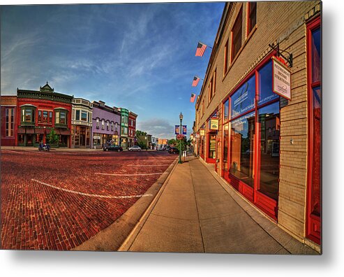 Evansville Wi Main Street Americana Wisconsin Horizontal Metal Print featuring the photograph Evansville WI Main St by Peter Herman