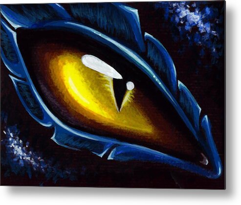 Dragon Eye Metal Print featuring the painting Eye Of The Blue dragon by Elaina Wagner