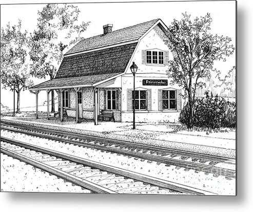 Station Metal Print featuring the drawing Fairview Ave Train Station by Mary Palmer