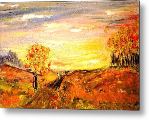 Autumn Metal Print featuring the painting Fall Colors by Evelina Popilian