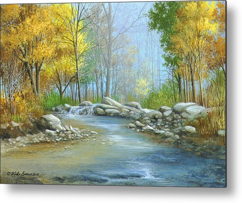 Georgia Mountain Stream Metal Print featuring the painting Fall Solitude by Mike Brown